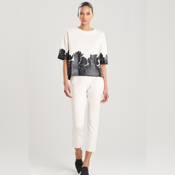 NATORI DOUBLE KNIT SHORT SLEEVE APPLIQUE SWEATSHIRT S - Picture 3 of 8